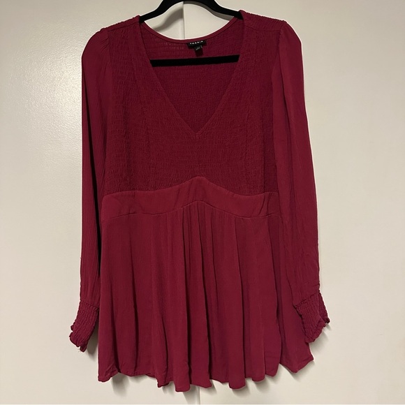 Torrid Women's raspberry Gauze Smocked Babydoll Top Size 1X - Picture 2 of 8